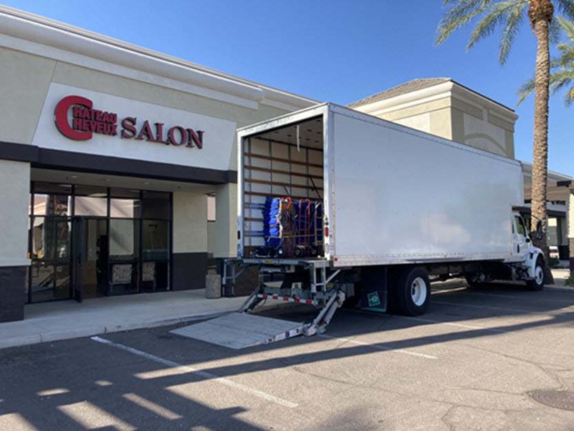 Gilbert Moving & Storage Truck Outside Commercial Business Moving